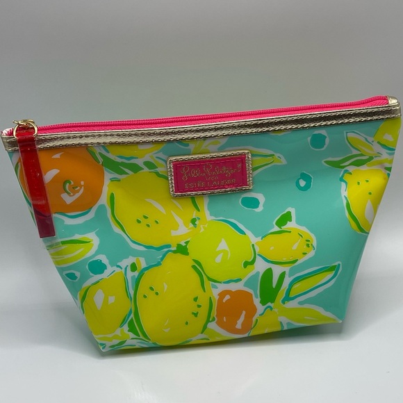 Lily Pulitzer for Estée Lauder Makeup Cosmetic Bag Yellow Lemons Oranges New - Picture 2 of 7
